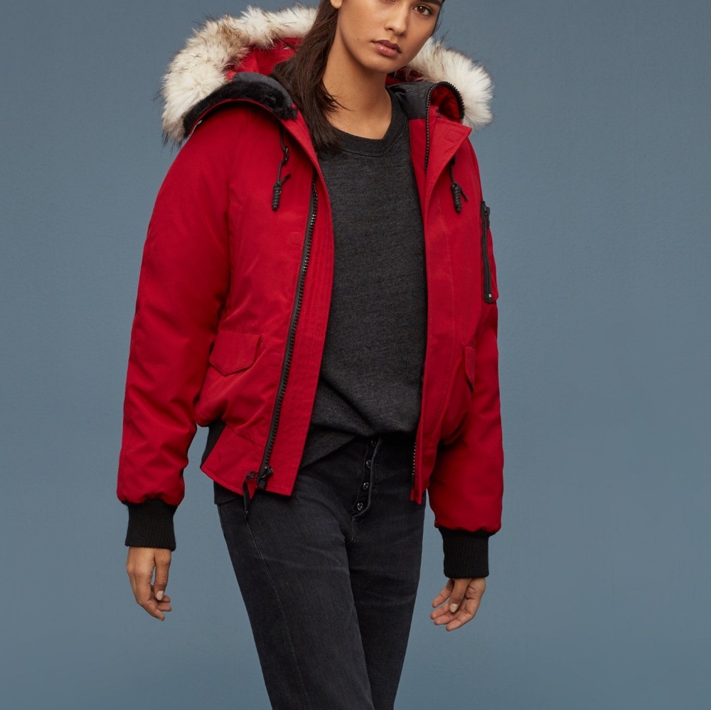 TNA Aritzia goose down winter red bomber parka